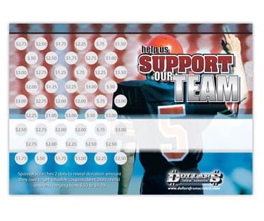 FOOTBALL FUNDRAISING SCRATCH CARD 20 SPACES EASY WAY TO RAISE FUNDS X 10